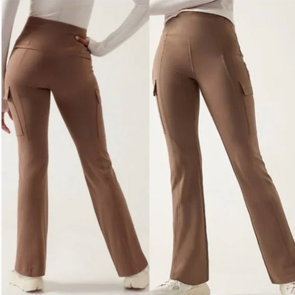 Athleta Delancey Straight Cargo Pant 4 Pocket Size S Rustic Beige (Tan) EUC